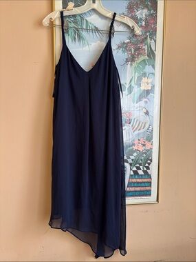 White House Black Market Navy Asymmetrical Slip Dress